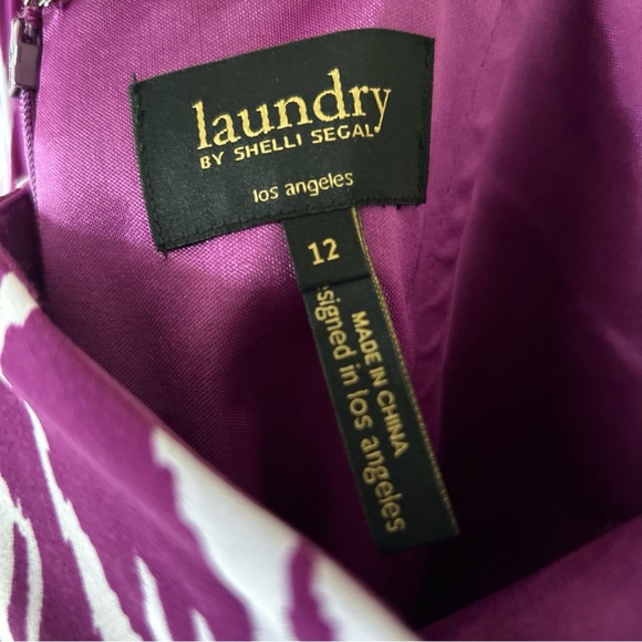 Laundry by Shelli Segal Halter Dress Size 12 Purple Ikat Print NWT - Picture 5 of 7